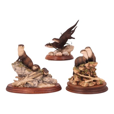 Lot 1066 - Three Border Fine Arts otter figures,...
