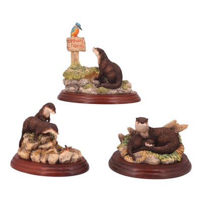 Lot 1067 - Three Border Fine Arts otter figures,...