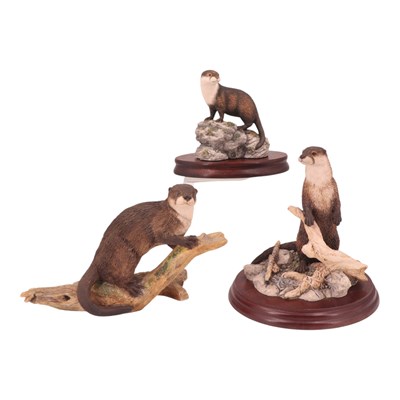Lot 1069 - Three Border Fine Arts otter figures,...