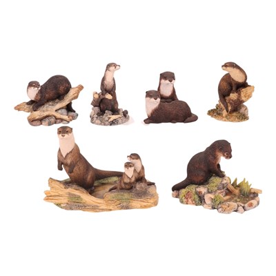 Lot 1070 - A group of six Border Fine Arts otter...