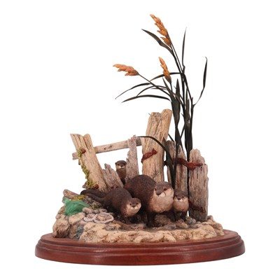 Lot 1073 - A Border Fine Arts otter figure group...