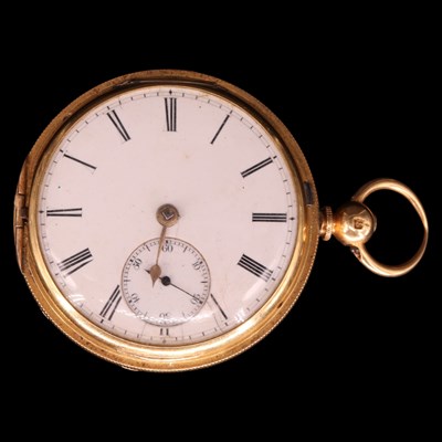 Lot 1553 - A Victorian 18 ct gold hunter-cased pocket...