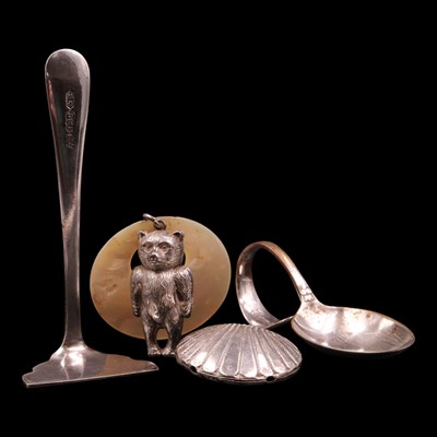 Lot 1160 - A 1920s baby's silver and mother-of-pearl...