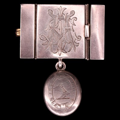 Lot 1427 - A Victorian silver mourning brooch, comprising...