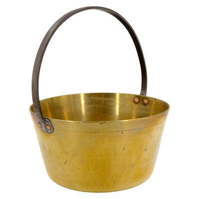Lot 793 - An iron-handled brass jam pan, 36 cm