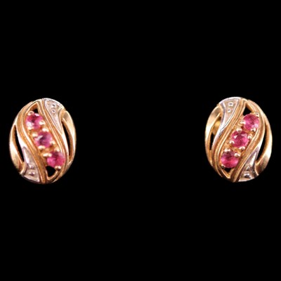 Lot 1452 - A pair of near-contemporary ruby and diamond...