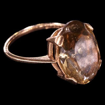 Lot 1457 - A 1960s Scottish Cairngorm citrine solitaire...