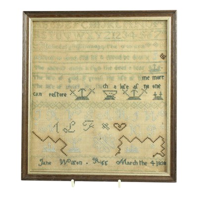Lot 762 - A George IV embroidered alphabet...