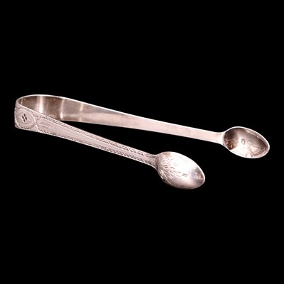 Lot 1186 - A set of George III bright-cut silver sugar...