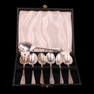 Lot 1176 - Seven 1930s golf club silver prize teaspoons,...