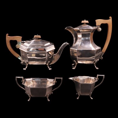 Lot 1178 - A George V silver four-piece tea and coffee...