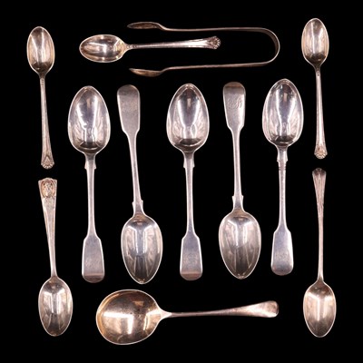Lot 1180 - A group of tea, coffee and other silver spoons,...