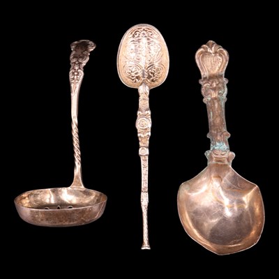 Lot 1181 - A Victorian silver caddy spoon, together with...