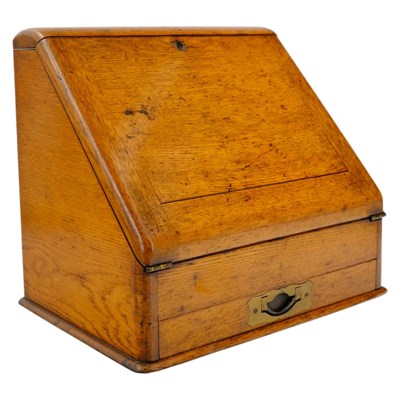 Lot 833 - An early 20th Century oak fall-front...