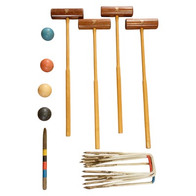 Lot 576 - A mid 20th Century croquet set, including four...