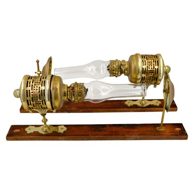 Lot 821 - A pair of late Victorian wall-mounting brass...