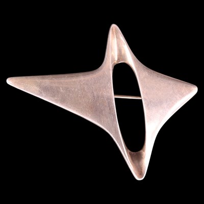 Lot 1497 - A 1960s Danish Georg Jensen silver brooch...