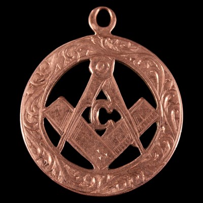 Lot 1499 - A George V Masonic 9 ct rose-gold fob or...