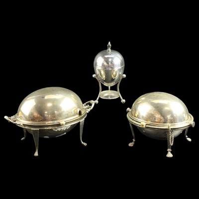 Lot 1284 - Two late Victorian electroplated bacon warmers,...