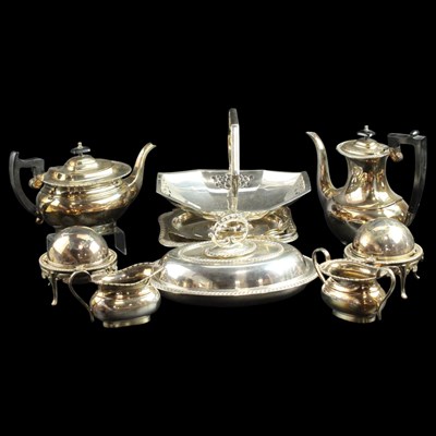 Lot 1287 - A quantity of electroplate including tea sets,...