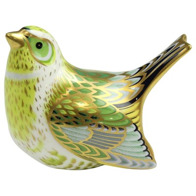 Lot 943 - A Royal Crown Derby Greenfinch paperweight