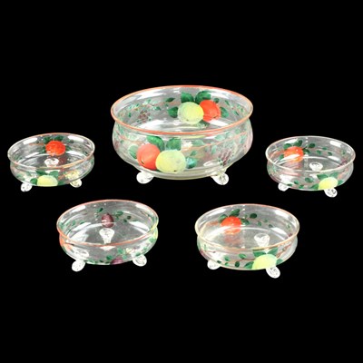 Lot 1103 - A glass dessert bowl and four matching sundae...