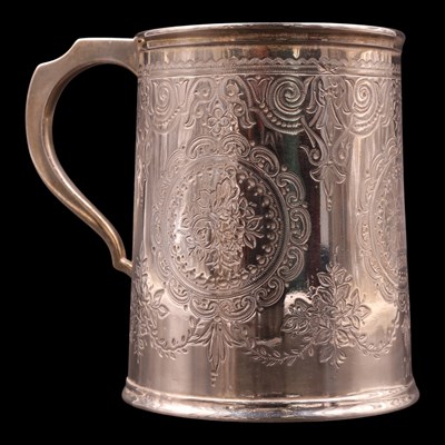 Lot 1213 - A Victorian silver presentation mug, its...
