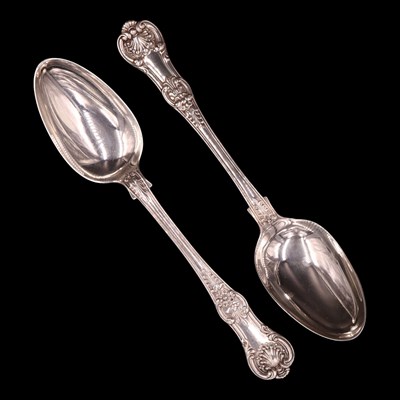 Lot 1220 - A pair of George IV silver Queen's pattern...
