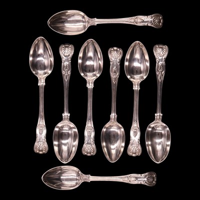 Lot 1221 - A matched set of eight Victorian silver King's...