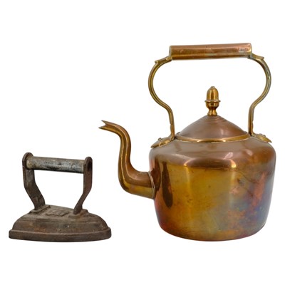 Lot 809 - A Victorian sad iron, together with a copper...