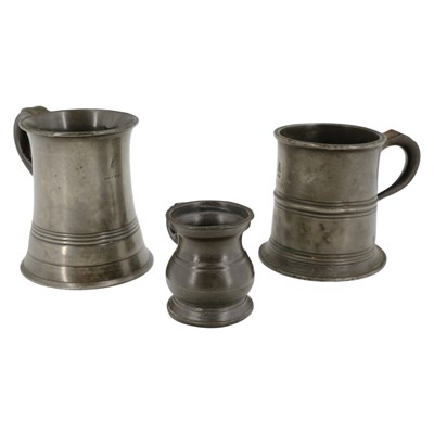 Lot 790 - A Victorian pewter baluster quarter measure,...