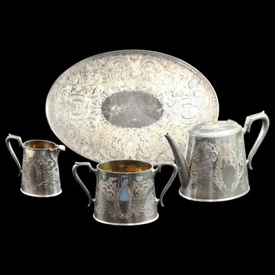 Lot 1281 - A late 19th Century electroplated three-piece...
