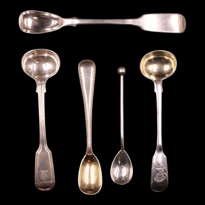 Lot 1245 - Two Victorian silver fiddle pattern salt...