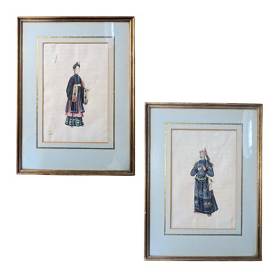 Lot 1644 - A pair of 19th Century Chinese full-length...