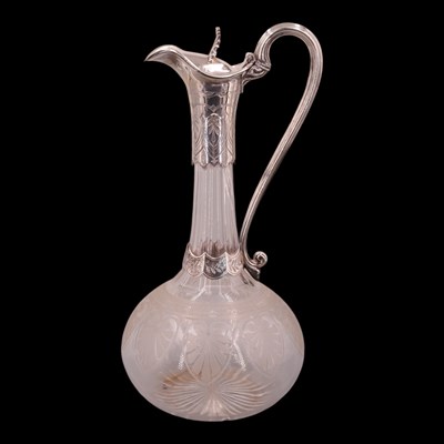 Lot 1117 - A Victorian silver-mounted cut-glass claret...