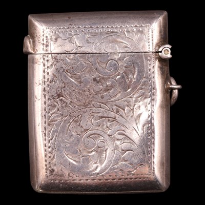 Lot 1130 - A George V silver fob vesta case, of cushion...
