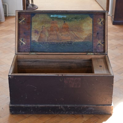 Lot 592 - A 19th Century painted-pine Naval sea chest,...
