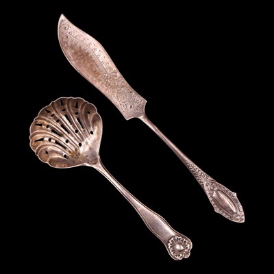 Lot 1191 - A late Victorian silver butter knife, together...