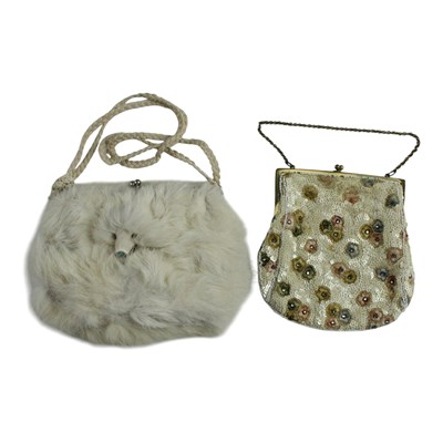 Lot 768 - Vintage fur and sequinned evening bags, second...