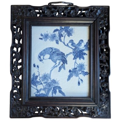 Lot 840 - A Chinese blue-and-white porcelain plaque,...
