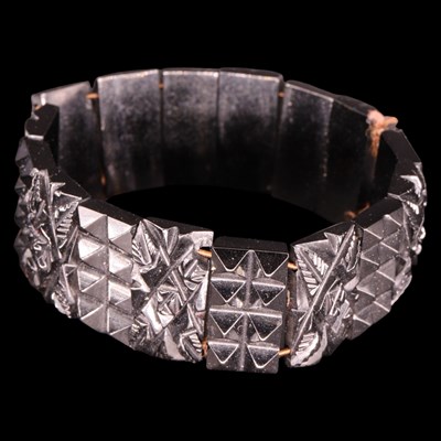 Lot 1515 - A Victorian jet bracelet, of oblong pyramidal...