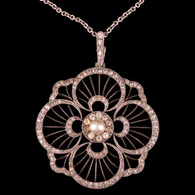 Lot 1505 - An Art Deco silver openwork necklace, being a...