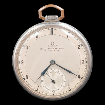 Lot 1555 - A 1930s Omega pocket watch retailed by...