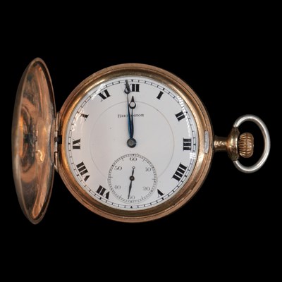 Lot 1557 - An early 20th Century gold-plated hunter-cased...