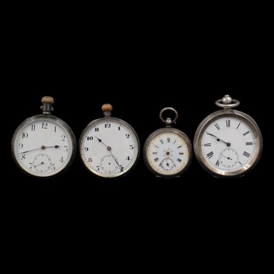 Lot 1564 - Four silver pocket / fob watches, (a/f)