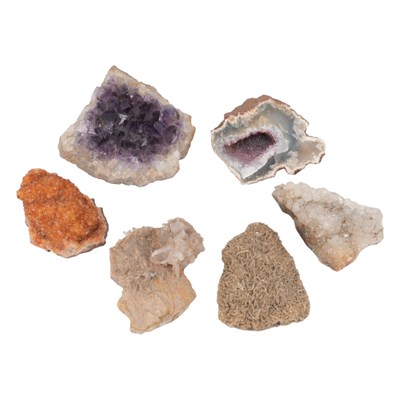 Lot 636 - A small collection of quartz crystal geode and...