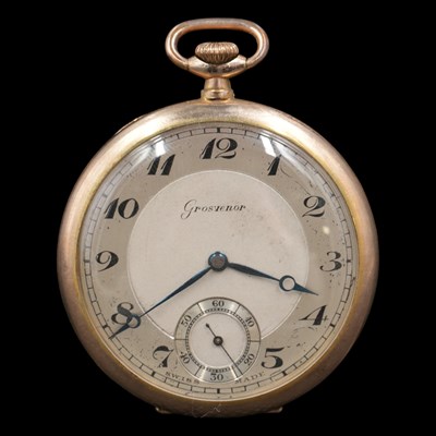 Lot 1571 - A 1930s Grosvenor gold-plated pocket watch,...