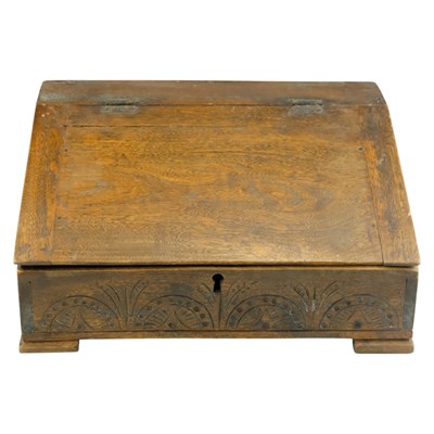Lot 828A - A 17th Century-style oak desk box, circa 1920s,...