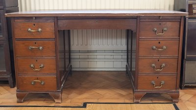 Lot 1675 - A Georgian style mahogany pedestal desk,...