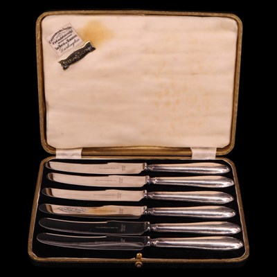 Lot 1130C - A cased set of six George VI silver-handled...